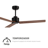 Ventilador de techo ANNE 127 negro y madera